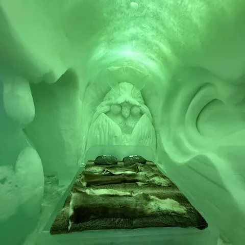 A carved ice room at the SnowHotel